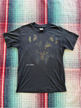 Men's Hanes Black Wolf Creek Short Sleeve Tee M